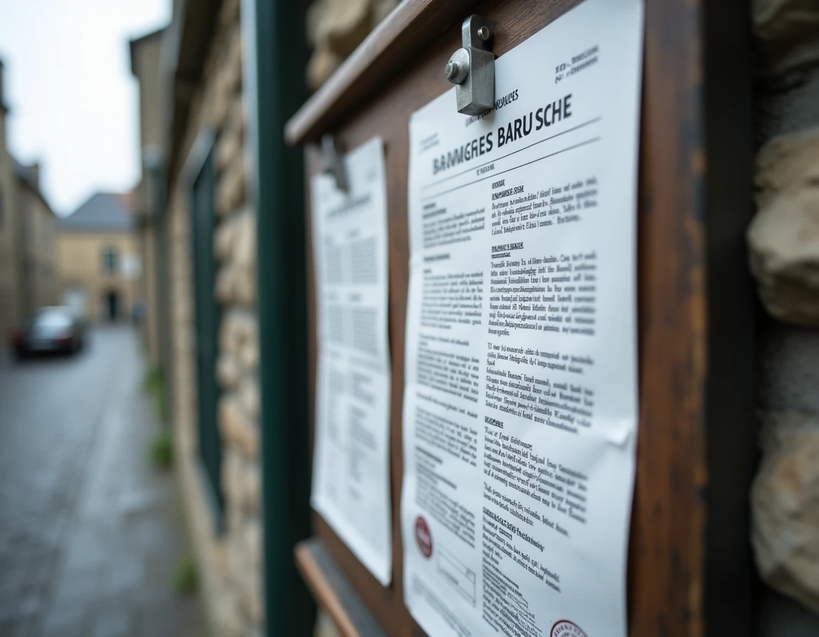 Affiche officielle de publication des bans de mariage sur le panneau d'une mairie en Bretagne