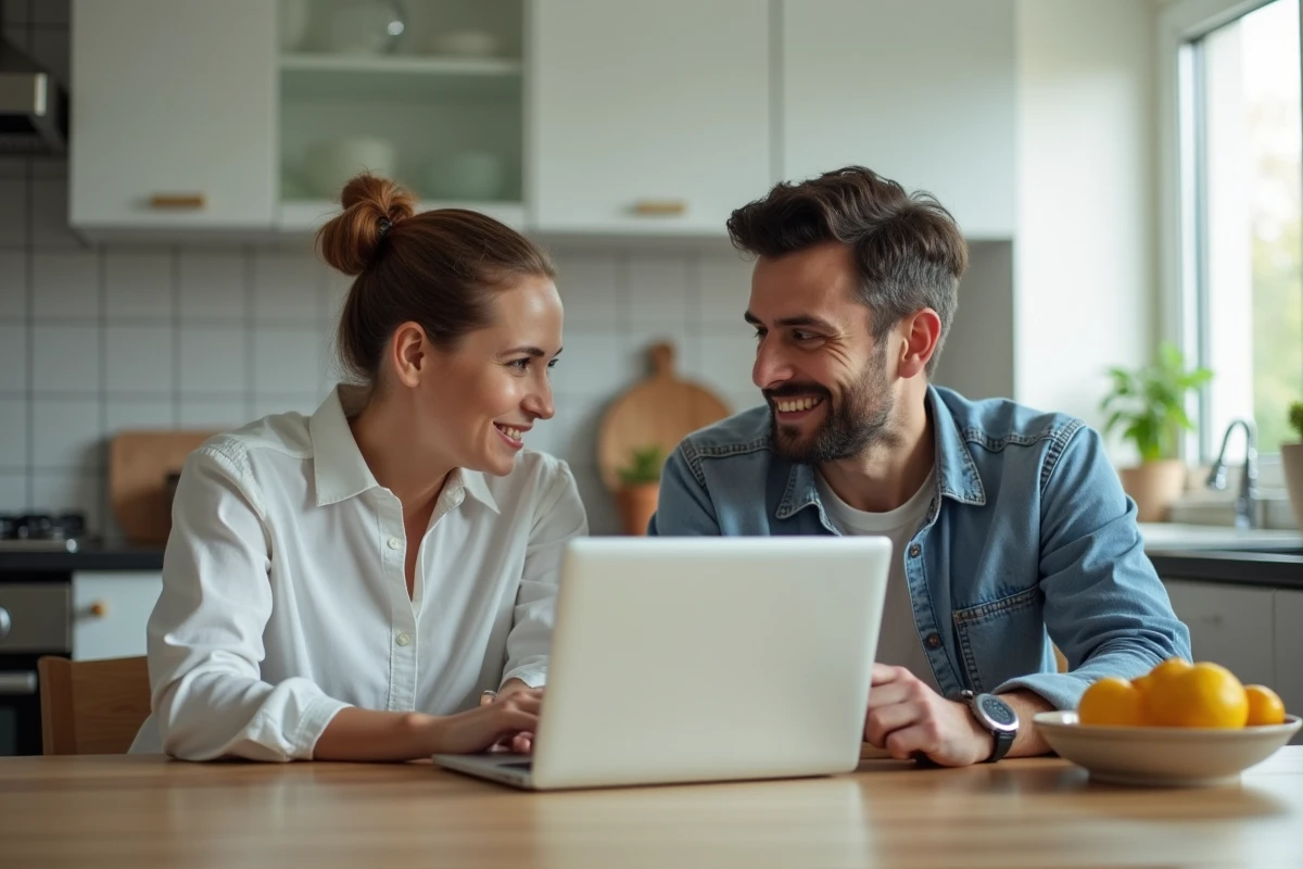 Deux personnes cherchant ensemble la nouvelle adresse d'un site de streaming sur un ordinateur