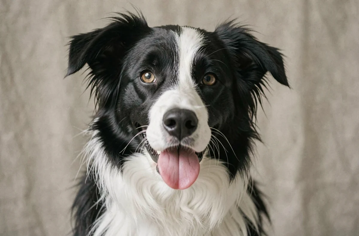 Portrait rapproché d'un border collie attentif bouche entrouverte, illustrant les sons et lettres que les chiens peuvent ou ne peuvent pas prononcer
